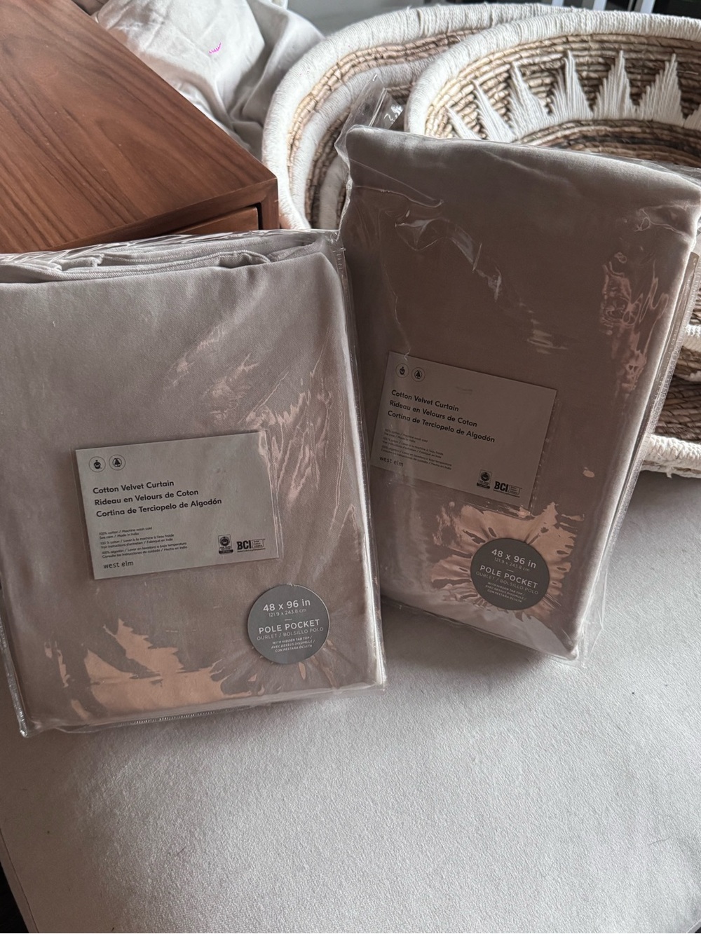 West Elm Cotton Velvet Drapes Set Pair 48 x 96